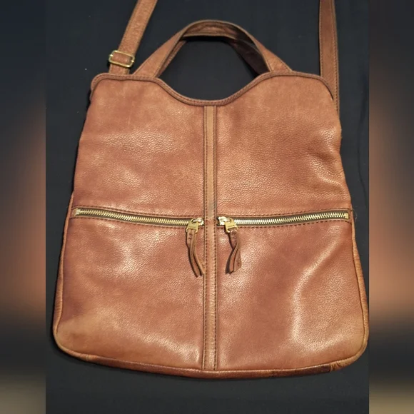 Fossil Foldover Leather Crossbody Messenger Bag - Picture 3 of 15